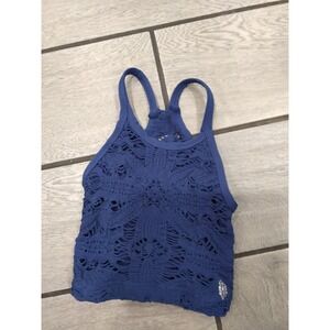 Free People Blue Lace Crop Tank Top Women's Size XS‎ S